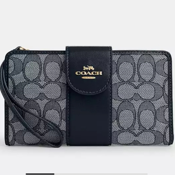 Coach Phone Wallet In Signature Jaquard - Picture 1 of 12